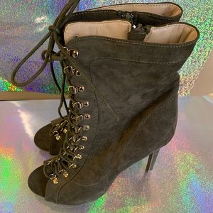 Olive green ankle heels